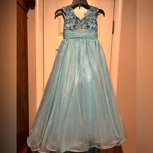 Girls Blue Pageant Dress